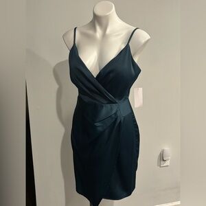 Gianni Bini Deep Teal Spaghetti Strap Wrap Cocktail Dress Fits like a Small